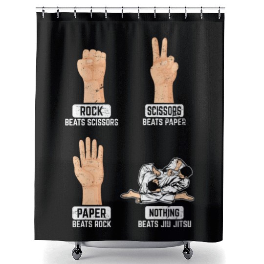Rock Paper Scissors Nothing Beats Jiu Jitsu BJJ Ji Shower Curtains