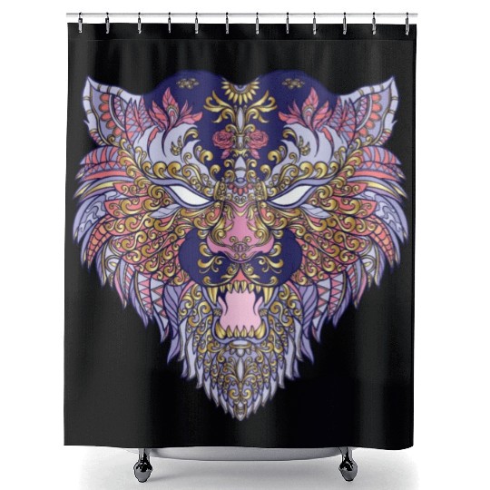 lion tattoo Shower Curtains