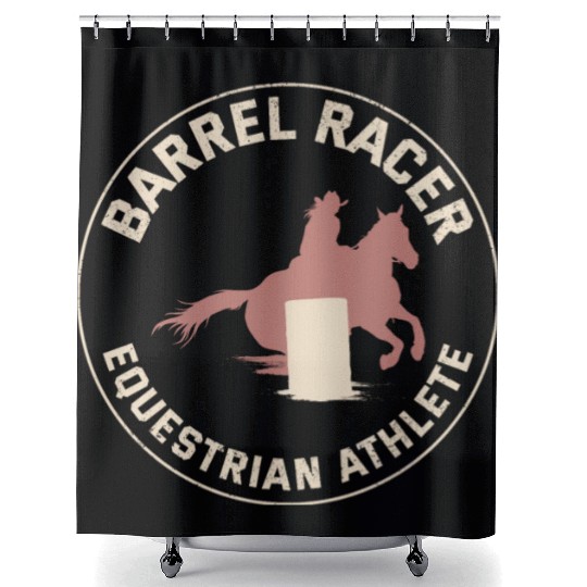 Barrel Racer Rodeo Racing Horse Riding Race Funny Shower Curtains