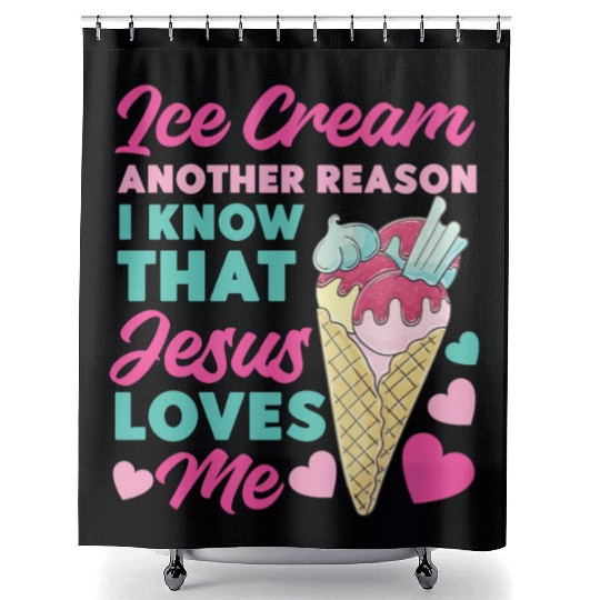 Ice Cream Christian Jesus Cone Ice Shower Curtains