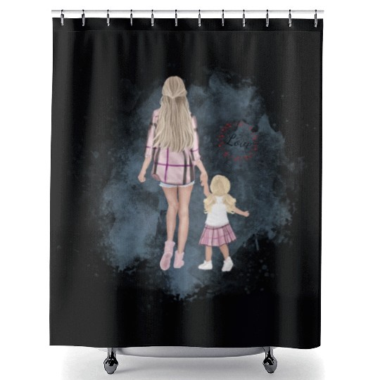 mother and daughter with love Shower Curtains