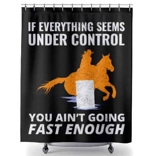 Barrel Racer Rodeo Racing Horse Riding Race Funny Shower Curtains