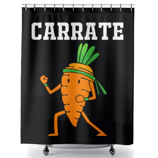 Carrate Funny Vegan Carrot Doing Karate Shower Curtains