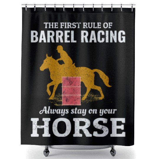 Barrel Racer Rodeo Racing Horse Riding Race Funny Shower Curtains