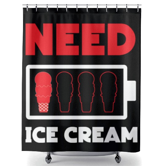 Ice Cream Battery Cone Need Ice Shower Curtains