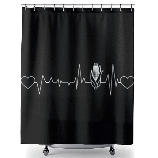 Corn Heartbeat Funny EKG Puls Heart Rate Corn Farm Shower Curtains