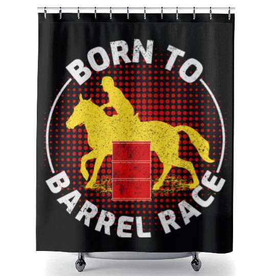 Barrel Racer Rodeo Racing Horse Riding Race Funny Shower Curtains
