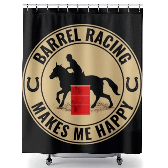 Barrel Racer Rodeo Racing Horse Riding Race Funny Shower Curtains