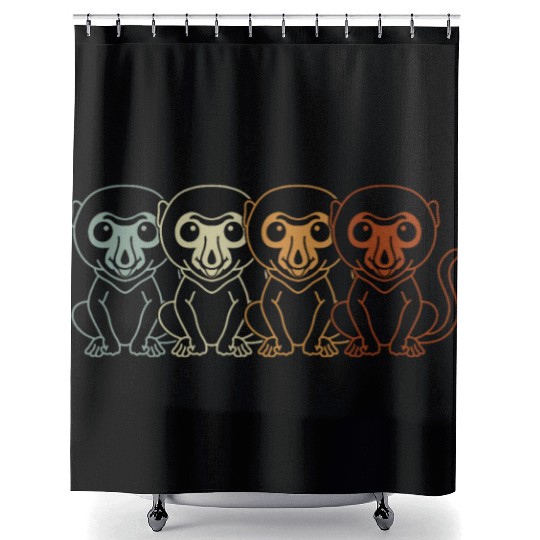 Retro Proboscis Monkey Ape Wildlife Zookeeper Shower Curtains