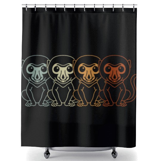 Retro Proboscis Monkey Ape Wildlife Zookeeper Shower Curtains