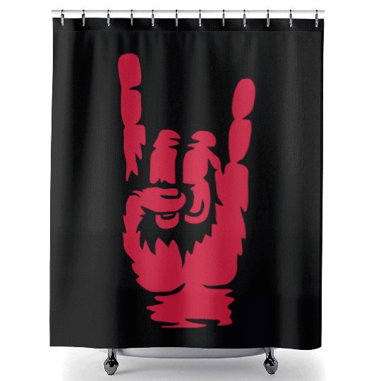 Cool heavy metal hand Shower Curtains