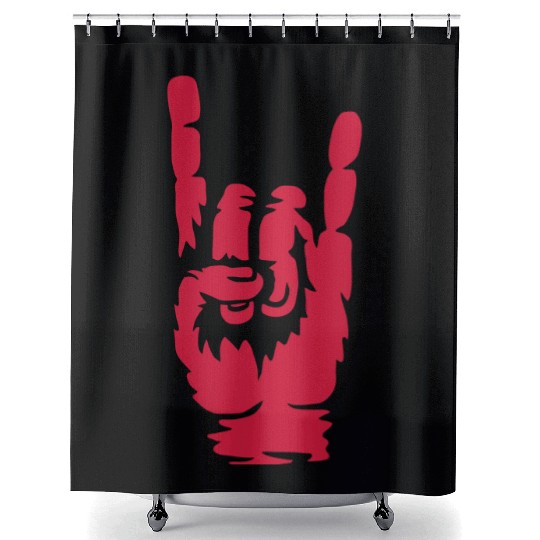Cool heavy metal hand Shower Curtains