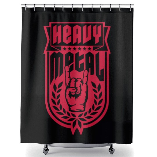 Banner heavy metal logo Shower Curtains