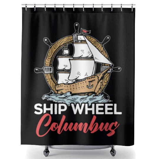 Ship Wheel Columbus Day Christopher Columbus Shower Curtains