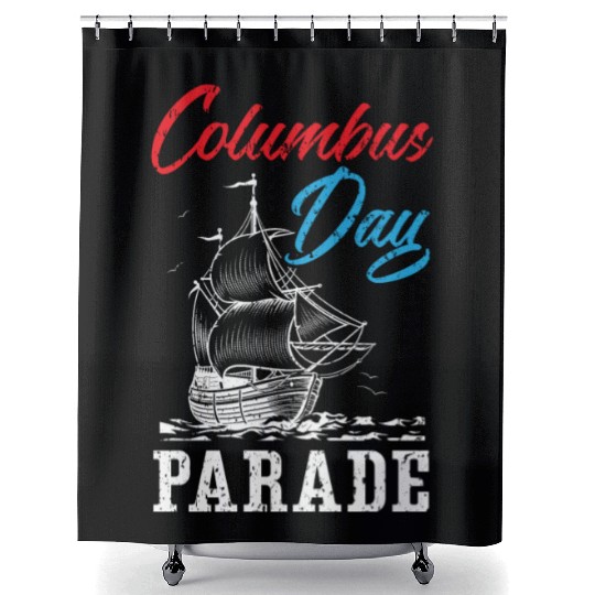 Columbus Day Parade Christopher Columbus Navigator Shower Curtains