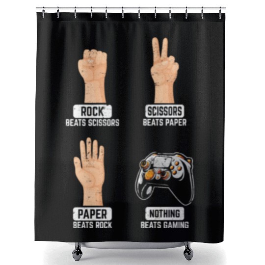 Rock Paper Scissors Nothing Beats Gaming Funny Gam Shower Curtains