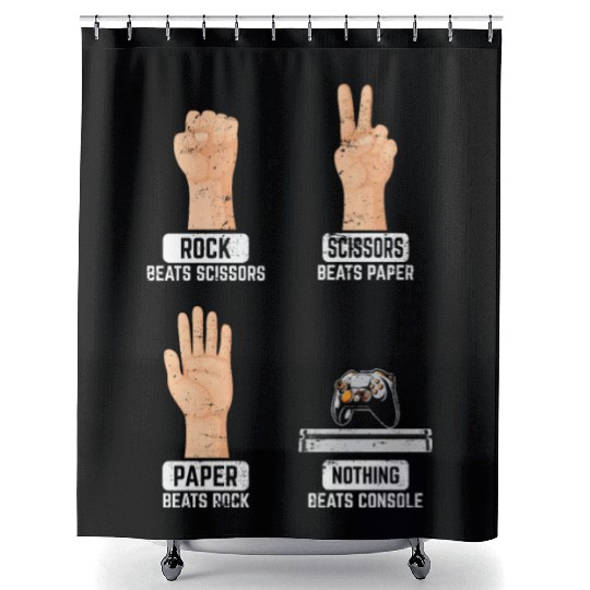 Rock Paper Scissors Nothing Beats Console PC Funny Shower Curtains