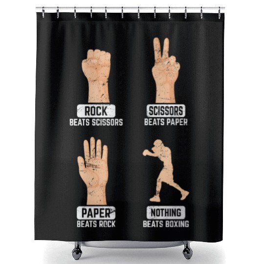 Rock Paper Scissors Nothing Beats Boxing Funny Box Shower Curtains