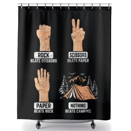 Rock Paper Scissors Nothing Beats Camping Funny Ca Shower Curtains