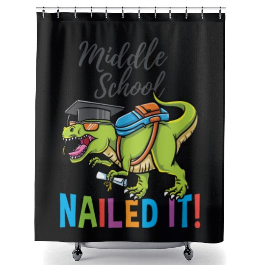 Middle School Nailed It Dinosaur Graduation Shower Curtains