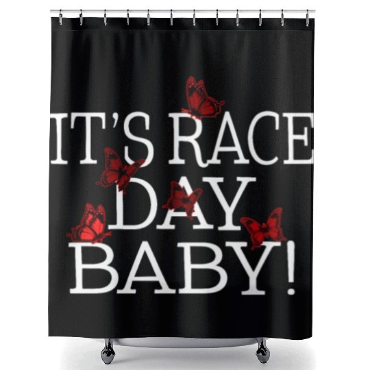 Racing Shower Curtains, It's Race Day Baby Butterfly Shower Curtains,