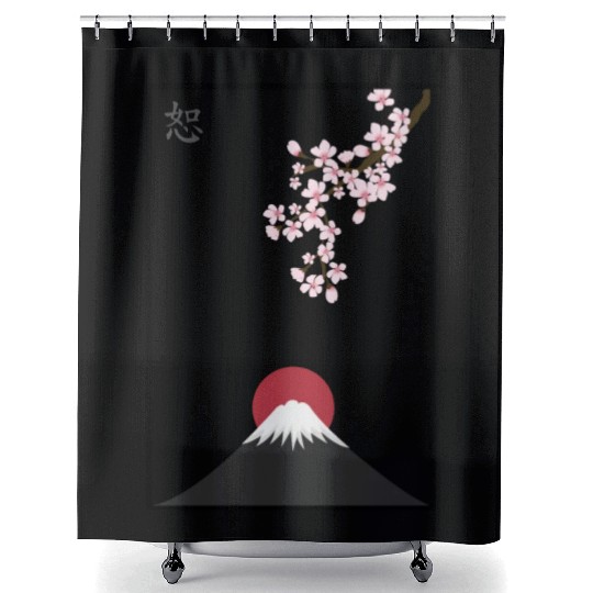 Japanese Mount Fuji Shower Curtains Premium