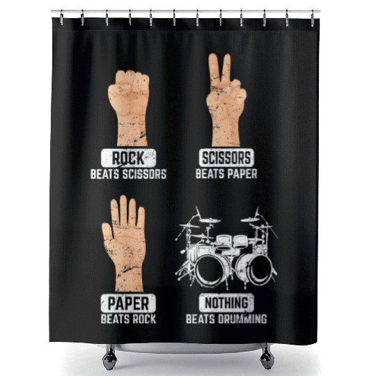 Rock Paper Scissors Nothing Beats Drumming Funny D Shower Curtains