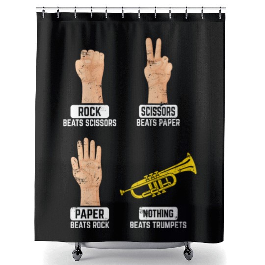 Rock Paper Scissors Nothing Beats Trumpets Trumpet Shower Curtains