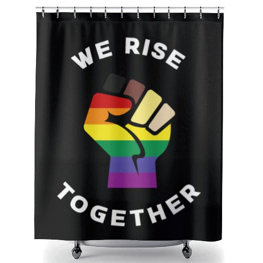 We Rise Together LGBTQ LGBT Pride Shower Curtains