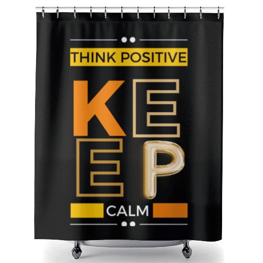 Black Yellow Great Things think positive keepcalm Shower Curtains
