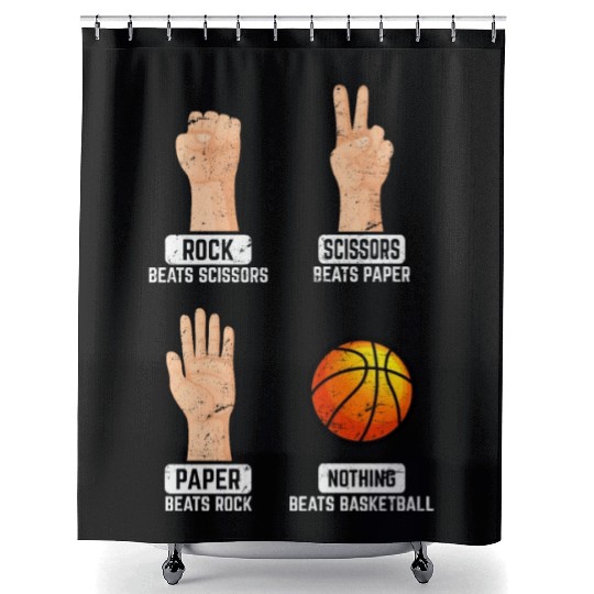 Rock Paper Scissors Nothing Beats Basketball Playe Shower Curtains