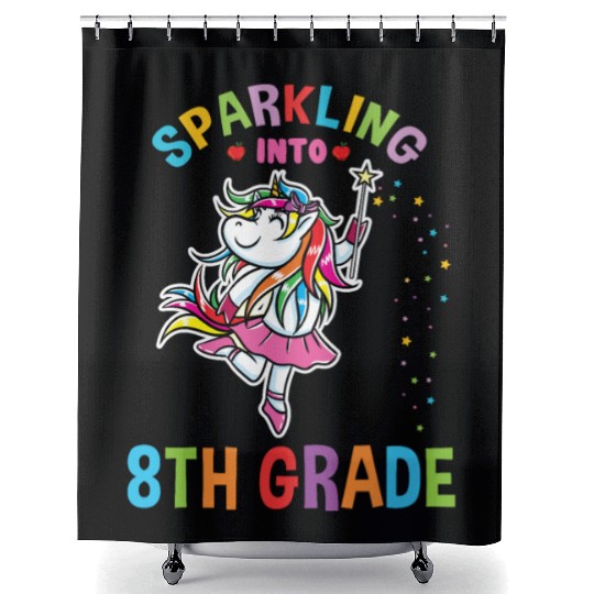 Sparkling Into 8th Grade Back To School Shower Curtains