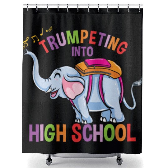 Elephant Trumpeting Into High School Shower Curtains