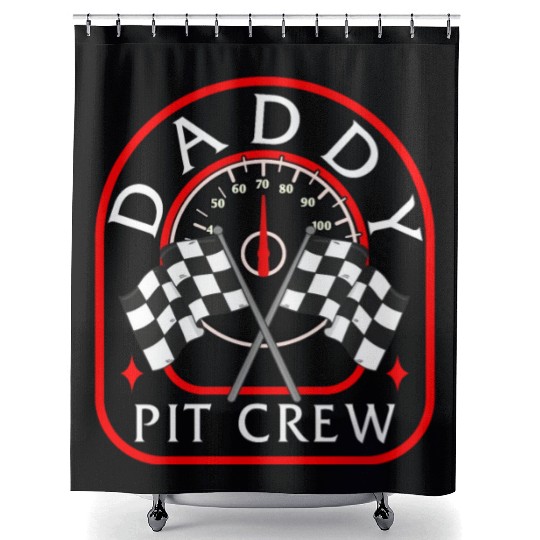 Daddy Pit Crew Shower Curtains, Father's Day Gift Race Day