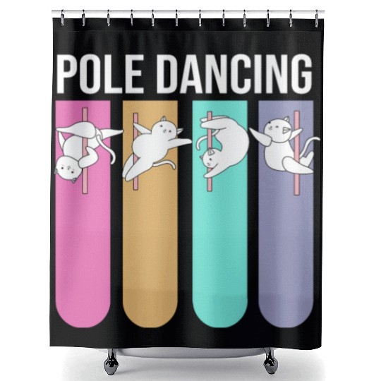 Cute Pole Dancing For Women Pole Dancing Cat Shower Curtains