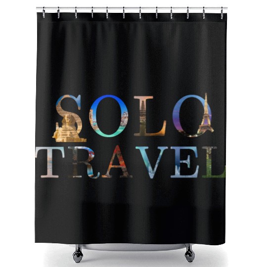in love with solo travel, in all seasons Shower Curtains