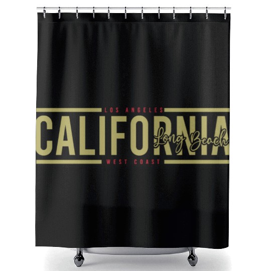 California Long Beach Surfing Shower Curtains