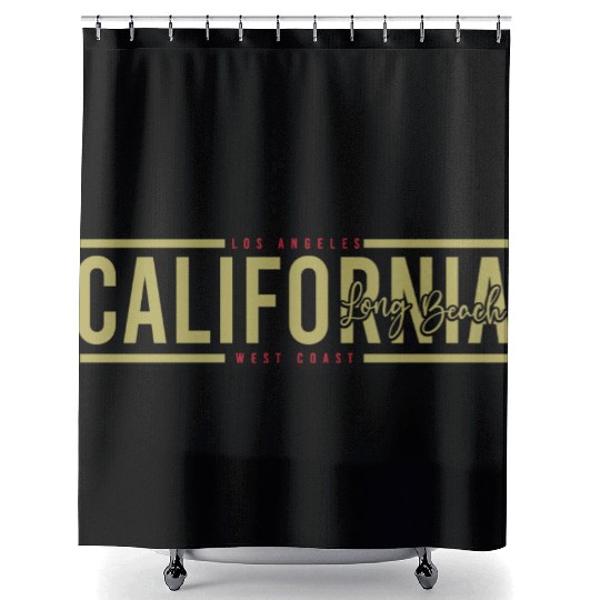 California Long Beach Surfing Shower Curtains