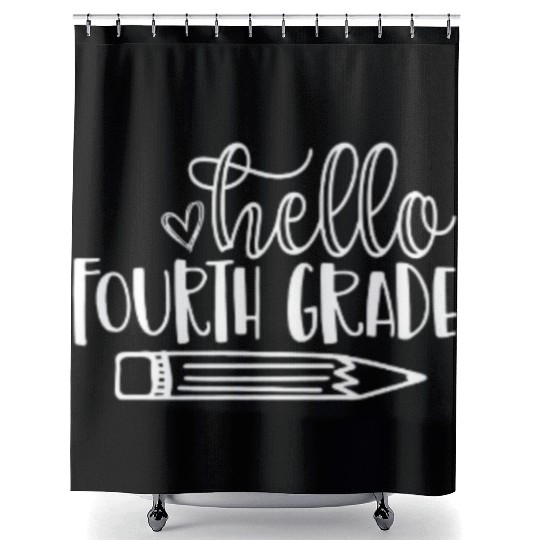 Back to School Hello Fourth Grade Student Teacher Shower Curtains