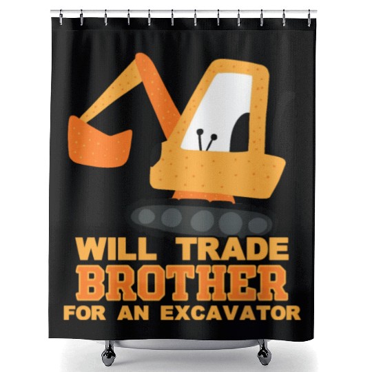 Will Trade Brother for Excavator | Toddler Boy Shower Curtains