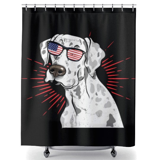 Dalmatian Dog Lover 4th of July Shower Curtains