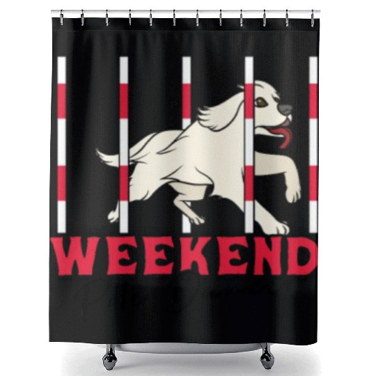 Weekend Pole Dancer - dog commands Shower Curtains