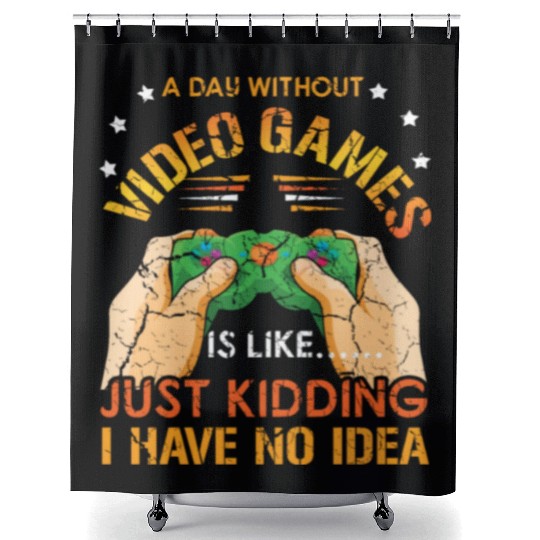 Retro Video Game Lover Gamer A Day Without Gaming Shower Curtains