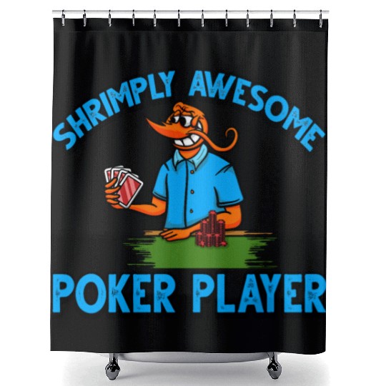 Funny Shrimp/Prawn Pun. Shrimply Awesome Poker Shower Curtains