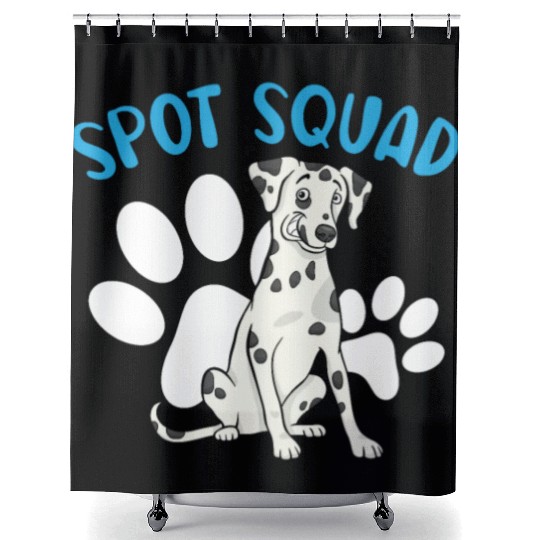 Spot Squad Paw Love Puppy Breeder Dalmatian Dog Shower Curtains