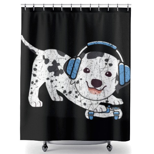 Video Game Player Paw Puppy Breeder Dalmatian Dog Shower Curtains