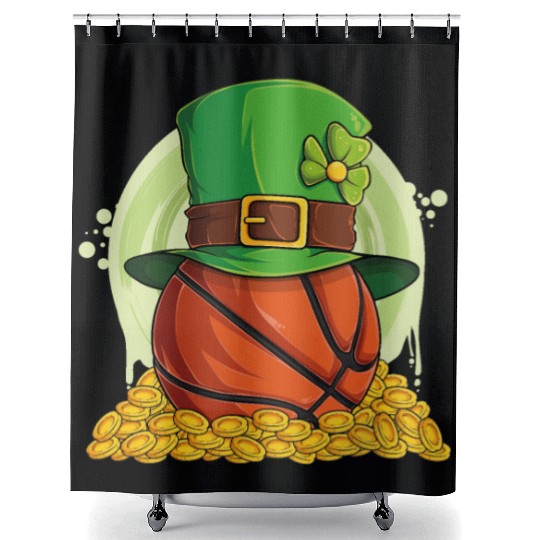 Kids Basketball St Patricks Day Shower Curtains