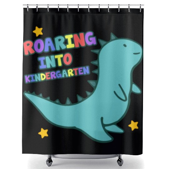 Roaring Into Kindergarten Cute Dinosaur Back To Shower Curtains
