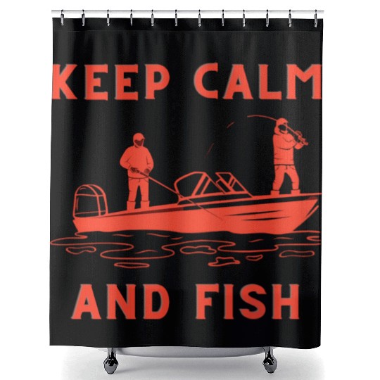 KEEP CALM AND FICH FISHING BOAT COMPETITION Shower Curtains