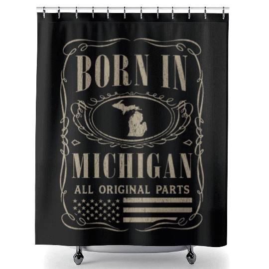 Vintage America US States Born Michigan Shower Curtains
